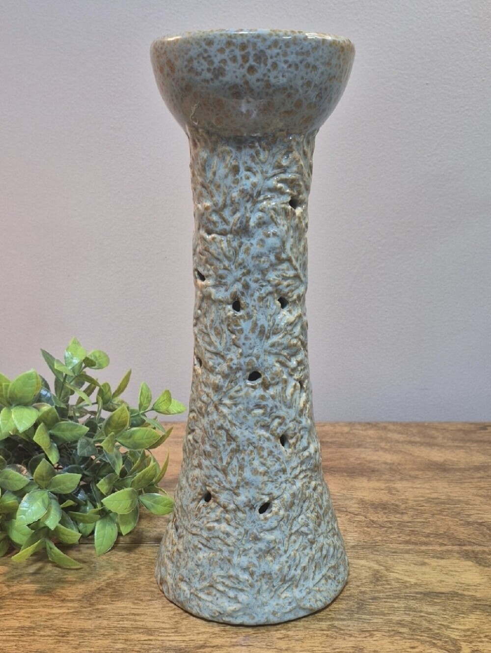 TEXTURED 12" Tall Ceramic Column Pillar or Ball Candleholder